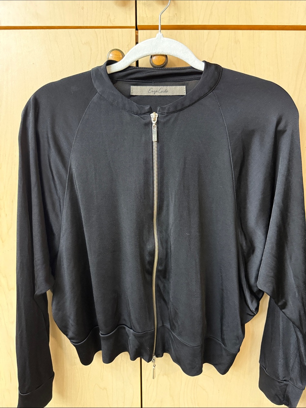 Enza Costa Black Zip-Front Bomber